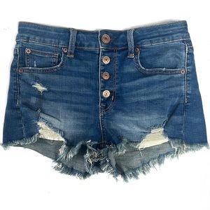 AEO Hi-rise shortie jean shorts
